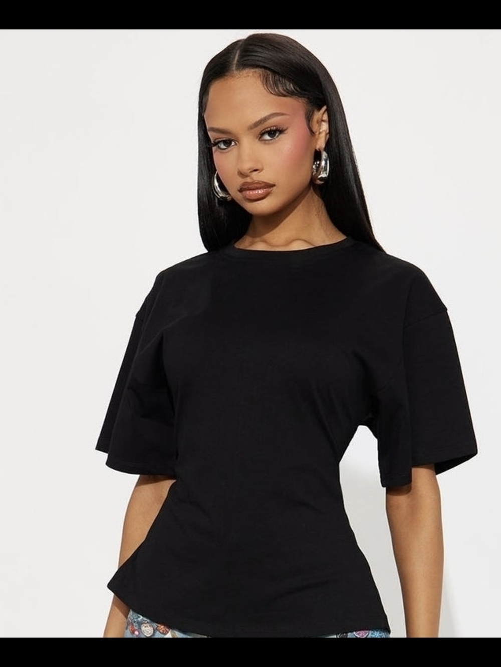 Fashion Nova Black Short Sleeve Boxy Tee